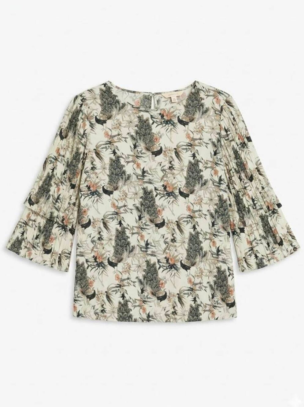 🔹️NWOT World Market Sage Peacock Pleated Sleeve Kimono Style Popover Top Large